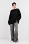 Black Crew Neck Oversize Women's Knitwear Sweater - 6
