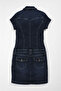 Zipper Detailed Pocket Jean Dress - 3