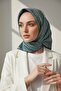 100% Twill Silk Textured Pattern Mint Green - Water Green Color 90X90 Scarf Edge Stitching Shape Hand Stitched - 4