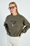 3 Thread Penguin Embroidered Crop Sweatshirt - 7