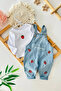 Miniğim's Cuties Strawberry Printed Girls' Baby Denim Overalls Set - Light Blue - 3