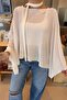 Transparent Textured Tight Knit Cape Blazer - 2