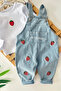 Miniğim's Cuties Strawberry Printed Girls' Baby Denim Overalls Set - Light Blue - 2