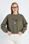 3 Thread Penguin Embroidered Crop Sweatshirt - 3