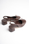 Brown Women's Modern Square-Toe Heeled Shoes with Bow Detail - 5