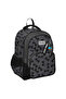 Kids Gray Black Bat Patterned Three Compartment School Bag Backpack 33244
