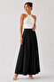 Women's Khaki Tencel Elastic Waist Double Pocket Skirt-Looking Pants - 5