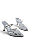 Sequin Detailed Elastic Thin Heeled Shoes Stiletto White - 4