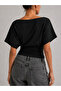 Women's Black Modal Slim Fit Bat Sleeve Boat Neck T-Shirt - 3