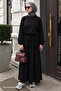Basic Piped Skirted Modal Suit Black
