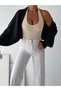 Women's Knitwear Black Color Bat Sleeve Bolero Cardigan - 4