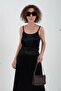 Black Belted Sling Satin Dress - 4