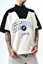 Men's Studio Embroidered Half Zipper Oversize T-Shirt Ecru - 4
