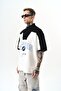 Men's Studio Embroidered Half Zipper Oversize T-Shirt Ecru - 2