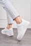 Daily Women's White Lace-Up Lightweight Thick High-Sole Walking Breathable Sneakers 451 - 6