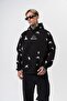 Men's Far from Basic Printed Hooded Oversize Hoodie Black - 4