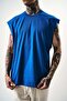 Men's Basic Zero Sleeve Oversize T-Shirt Blue - 4