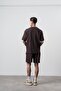 Men's Countryman Embroidered Regular Fit T-Shirt Shorts Set Coffee - 3
