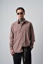 Men's Res Embroidered Long Sleeve Linen Oversized Shirt Brown
