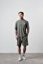 Men's Route 07 Arma Detailed Regular Fit T-Shirt Shorts Set Khaki - 2
