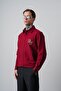 Men's Res Embroidered Long Sleeve Linen Oversized Shirt Claret Red - 3