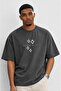Men's Ffb Embroidery Detailed Oversize T-Shirt Smoked - 3