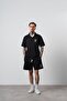 Men's Rocket Club Written Regular Fit T-Shirt Shorts Set Black