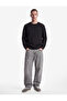 Three Threaded Ribbed Regular Fit Printed Crew Neck Long Sleeve Sweatshirt