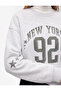 Comfortable Fit Three Thread Ribbed Crew Neck Long Sleeve Star Printed Sweatshirt - 4