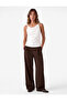 Slim Fit Draped Viscose Degaje Collar Sleeveless Blouse with Metal Accessories