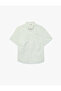 Regular Fit Cotton Asymmetrical Buttoned Poplin Short Sleeve Court Collar Checkered Shirt - 6
