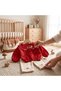 Strawberry and Rabbit Collar Detailed Muslin Set with Polka Dot Trousers New Season - 4