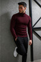 Men's Slim Fit Turtleneck Knitwear Sweater Necklace - 3