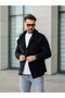 Unisex Black Plush Fleece Cardigan - 2