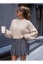 Selanik Thick Knit Oversize Balloon Sleeve Look Crew Neck Autumn/Winter Women's Skin Color Knitwear Sweater