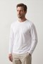 100% Cotton Single Jersey Basic Men's T-Shirt Compact Combed Cotton Soft Fabric Regular Fit Anti-Sweat Long Sleeve White Sports Biker T-Shirt Body - 6