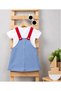 Rabbit Mushroom Embroidered Knitted Denim Fabric Salopet and T-Shirt 2-Piece Holiday Set - 6
