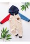 Baby Boy Hooded Bear Embroidered 6-9-12-18 Months Seasonal Baby Jumpsuit with Zipper