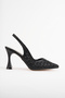 Women's Black Stone Stiletto Heeled Evening Dress & Bridal Shoes - 5