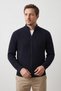 Men's Zippered Cardigan Regular Fit Half Turtleneck Navy Blue Knitwear Jacket Relaxed Fit Waffle Knit - 7