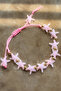 Pink Starfish Figured Gold Beaded Adjustable Rope Bracelet