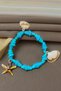 Turquoise Natural Stone Look - Flexible Bracelet with Sea Shells - 2