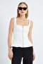 Zippered Thick Strap Peplum Blouse - 2
