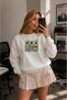 Women's Daisy Jar Graphic Printed Comfortable Fit Crew Neck White Sweatshirt - 4