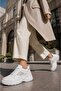 Women's Glittery, 6 cm Raised Sole, Lace-Up, Casual Sneakers - 8