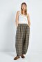 Plaid Patterned Elastic Waist Pants - 2