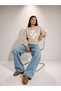 Women's Lossy Rowe Graphic Floral Printed Comfortable Fit Crew Neck Beige Sweatshirt - 4