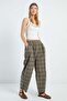 Plaid Patterned Elastic Waist Pants - 5