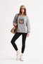 Women's Wild Flowers Special Design Printed Comfortable Fit Crew Neck Gray Sweatshirt