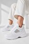 Women's Glittery, 6 cm Raised Sole, Lace-Up, Casual Sneakers - 2